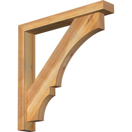 Ekena Millwork Balboa Block Rough Sawn Bracket w/ Offset Brace, Western Red Cedar, 4"W x 26"D x 26"H BKT0402X26X26BOA05RWR